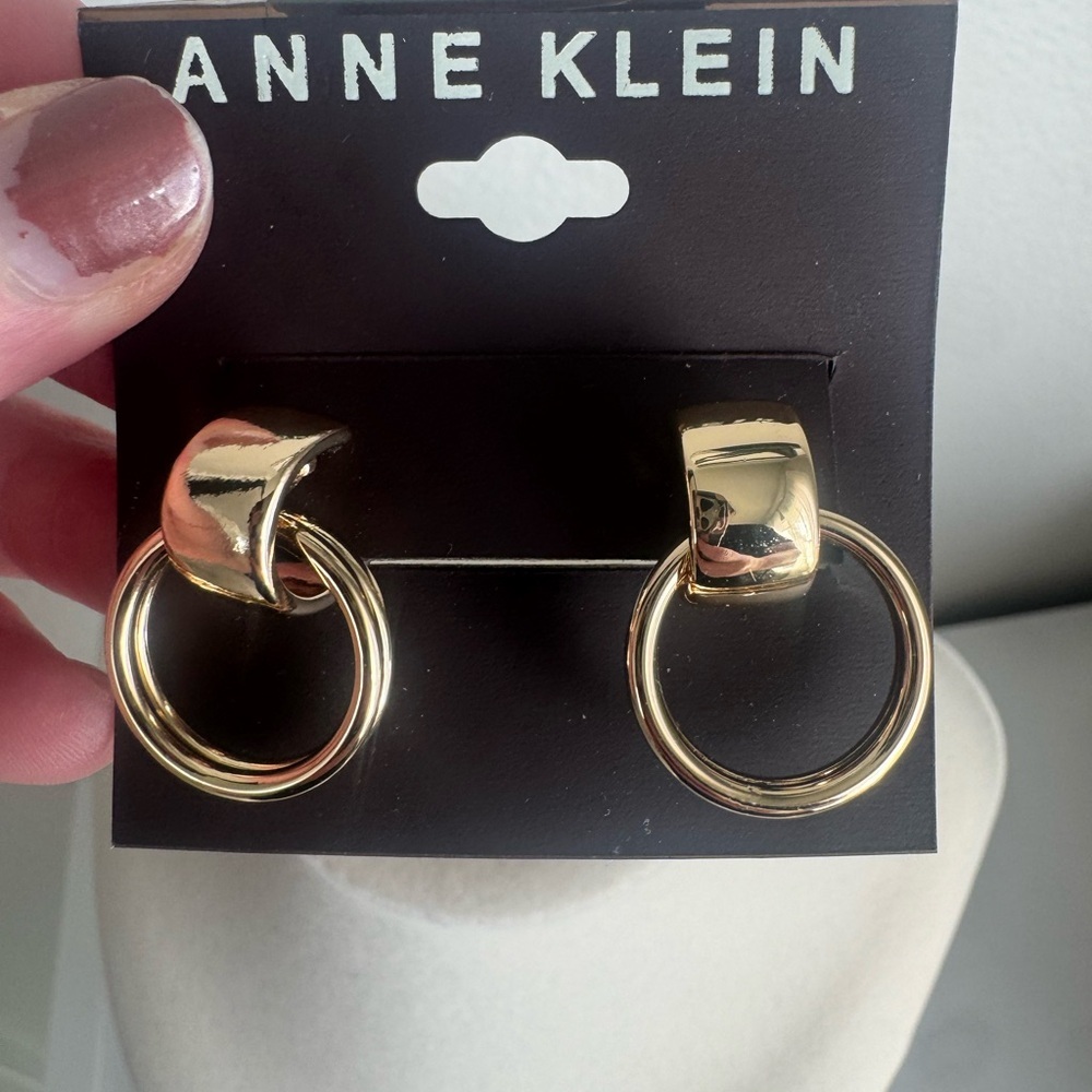 Anne Klein Gold and Black Stud Earrings